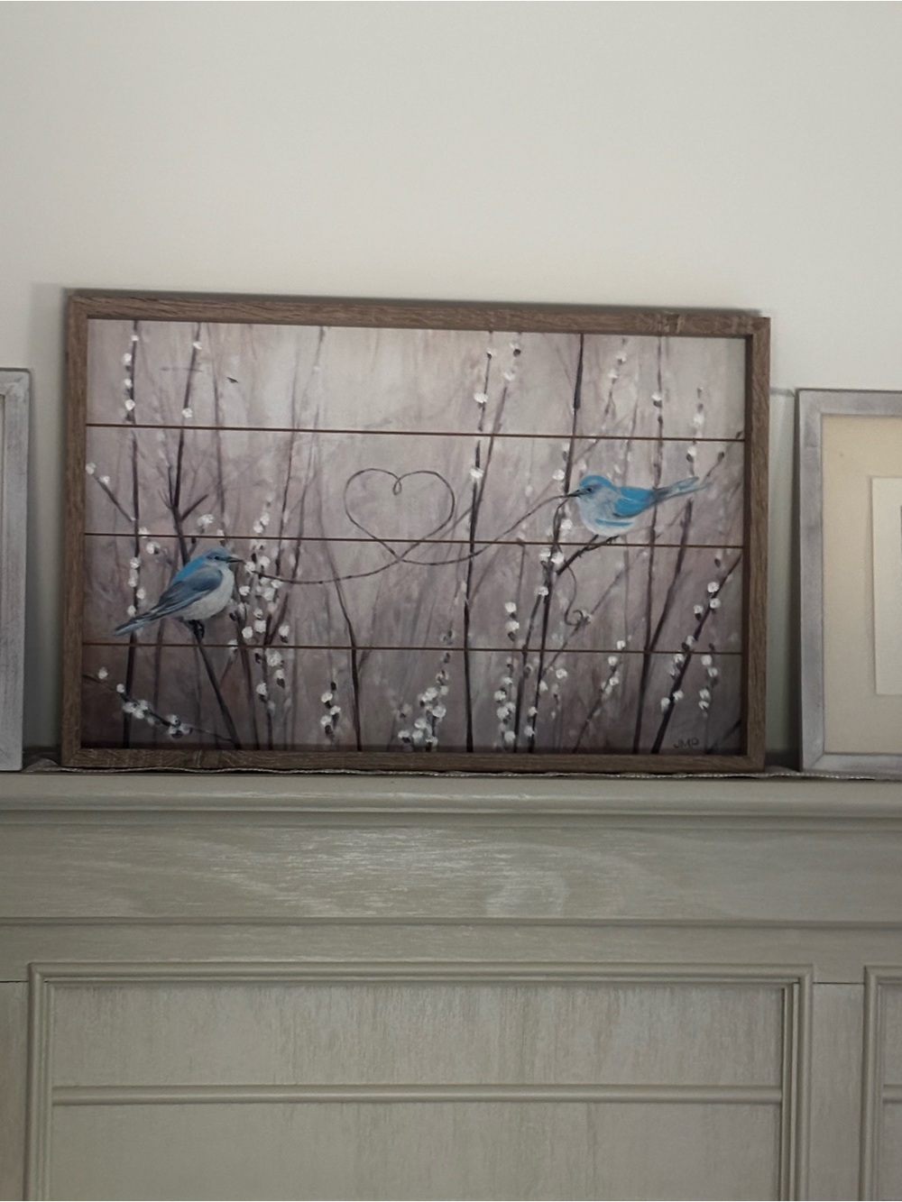 Pretty Birds Neutral String . by artist Julia Purinton. Wall art